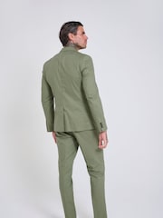 Harry Brown Green Slim Fit Paper Touch Cotton Single Breasted Suit: Blazer - Image 6 of 7