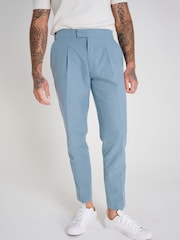 Harry Brown Blue Slim Fit Chris Linen Cotton Blend Suit: Smart Trousers - Image 1 of 6