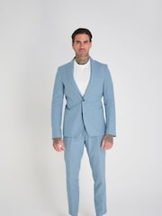 Harry Brown Blue Slim Fit Chris Linen Cotton Blend Suit: Smart Trousers - Image 4 of 6