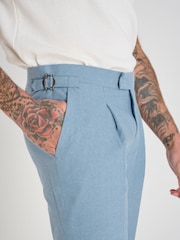 Harry Brown Blue Slim Fit Chris Linen Cotton Blend Suit: Smart Trousers - Image 6 of 6