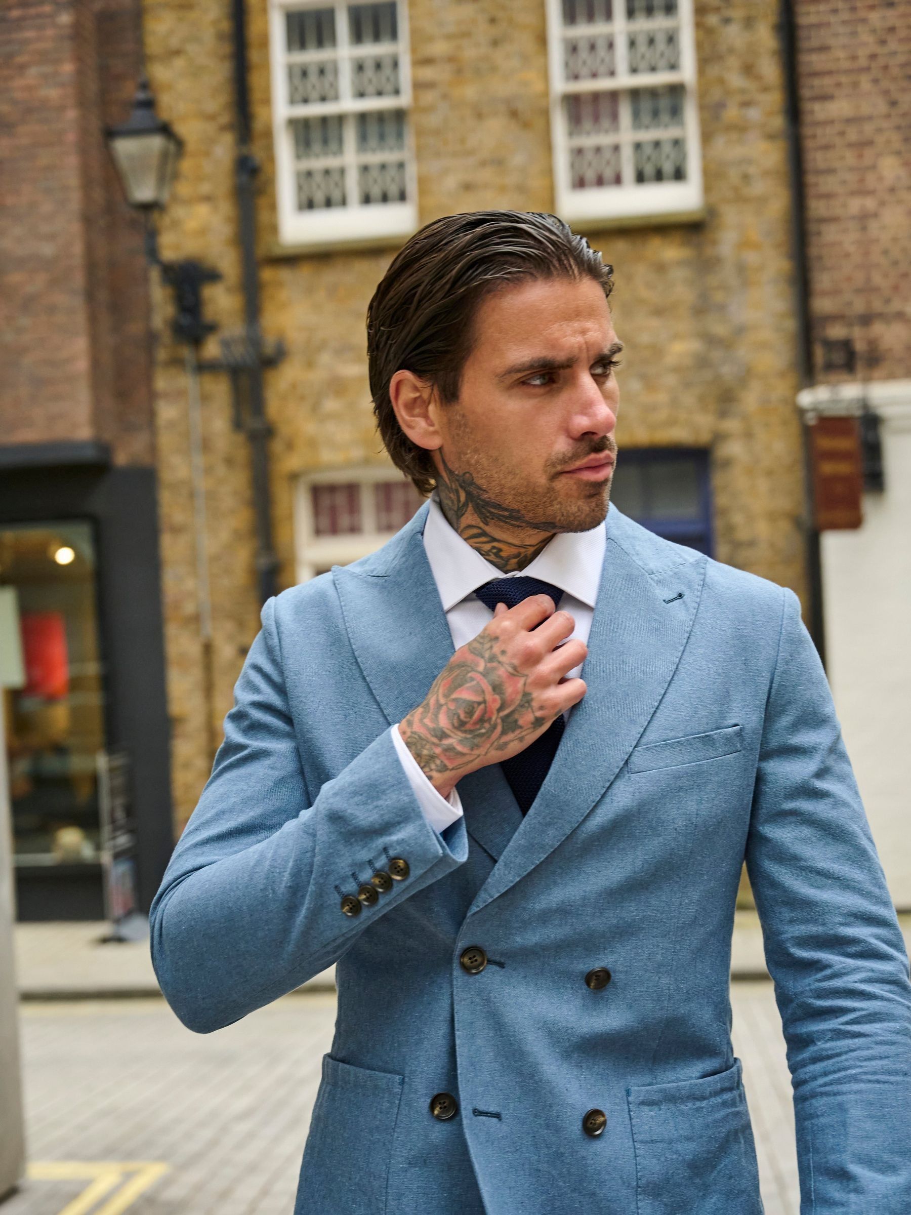 Buy Harry Brown Blue Slim Fit Oliver Linen Cotton Blend Buy Harry Brown Blue Slim Fit Oliver Linen Cotton Blend