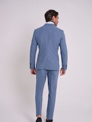 Harry Brown Blue Slim Fit Oliver Linen Cotton Blend Double Breasted Suit: Blazer - Image 7 of 10