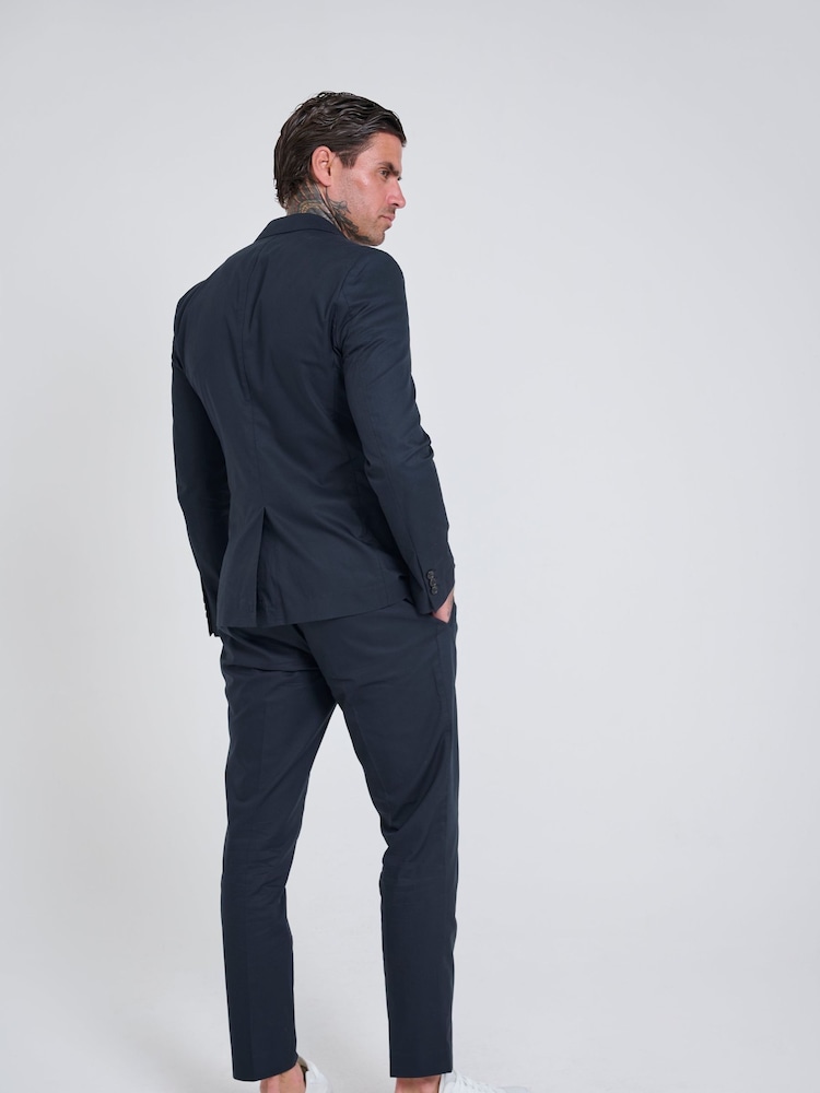 Harry Brown Mid Blue Slim Fit Paper Touch Cotton Single Breasted Suit: Blazer - Image 9 of 10