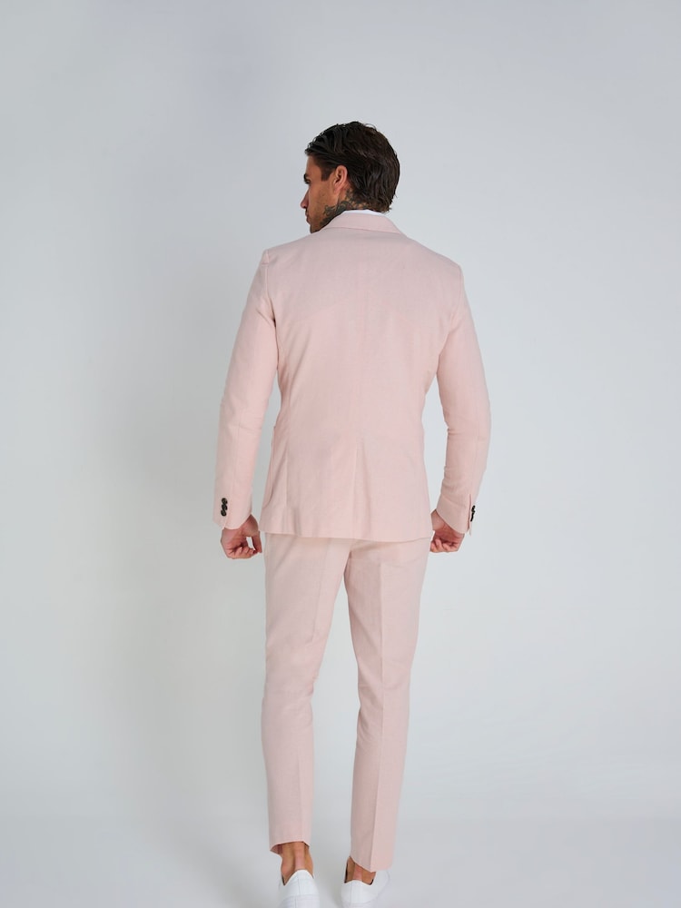 Рожевий - Harry Brown слім фіт Chris льон Cotton Blend піджачний костюм: елегантні штани - Image 8 of 8