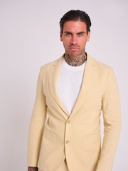 Harry Brown Yellow Slim Fit Chris Linen Cotton Blend Single Breasted Suit Blazer - Image 1 of 9