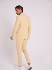 Harry Brown Yellow Slim Fit Chris Linen Cotton Blend Single Breasted Suit Blazer - Image 2 of 9