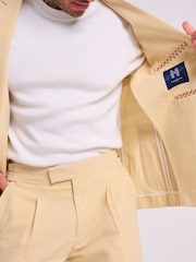 Harry Brown Yellow Slim Fit Chris Linen Cotton Blend Single Breasted Suit Blazer - Image 9 of 9