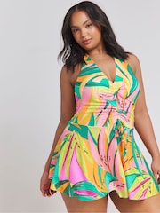 Simply Be Multi Halterneck Swimdress - Image 1 of 4