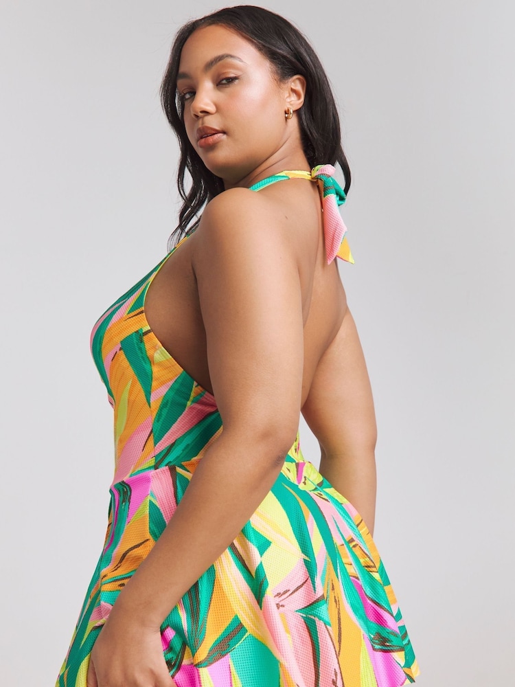 Simply Be Multi Halterneck Swimdress - Image 2 of 4 Simply Be Multi Halterneck Swimdress - Image 2 of 4