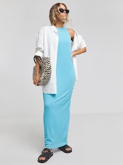 Simply Be Blue Textured Jersey Maxi Dress - Image 1 of 4