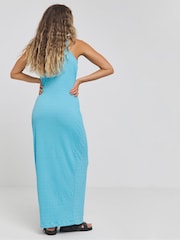 Simply Be Blue Textured Jersey Maxi Dress - Image 3 of 4
