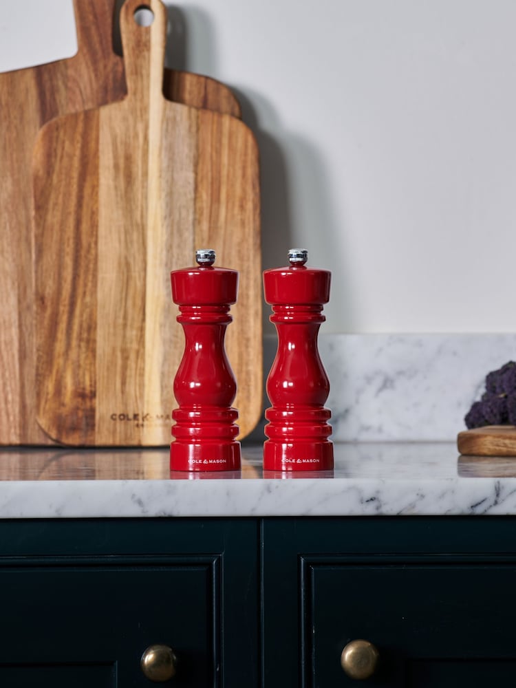 Cole & Mason Red Gloss London 180mm Salt and Pepper Mills - Image 2 of 6