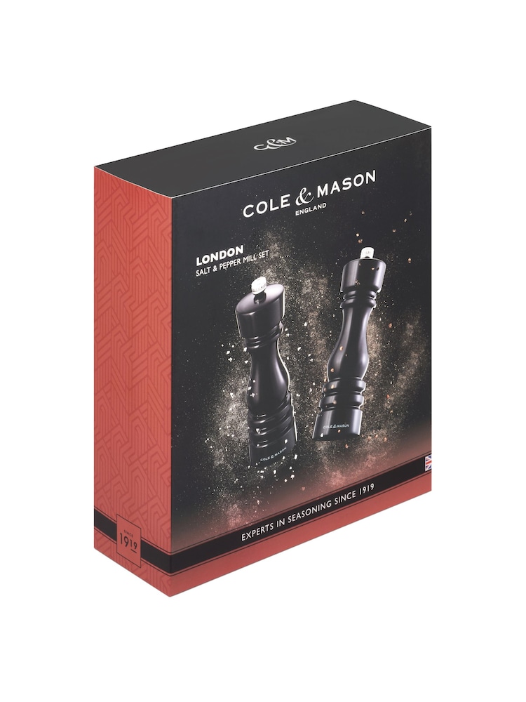 Cole & Mason Black Gloss London 180mm Salt and Pepper Mills - Image 6 of 6