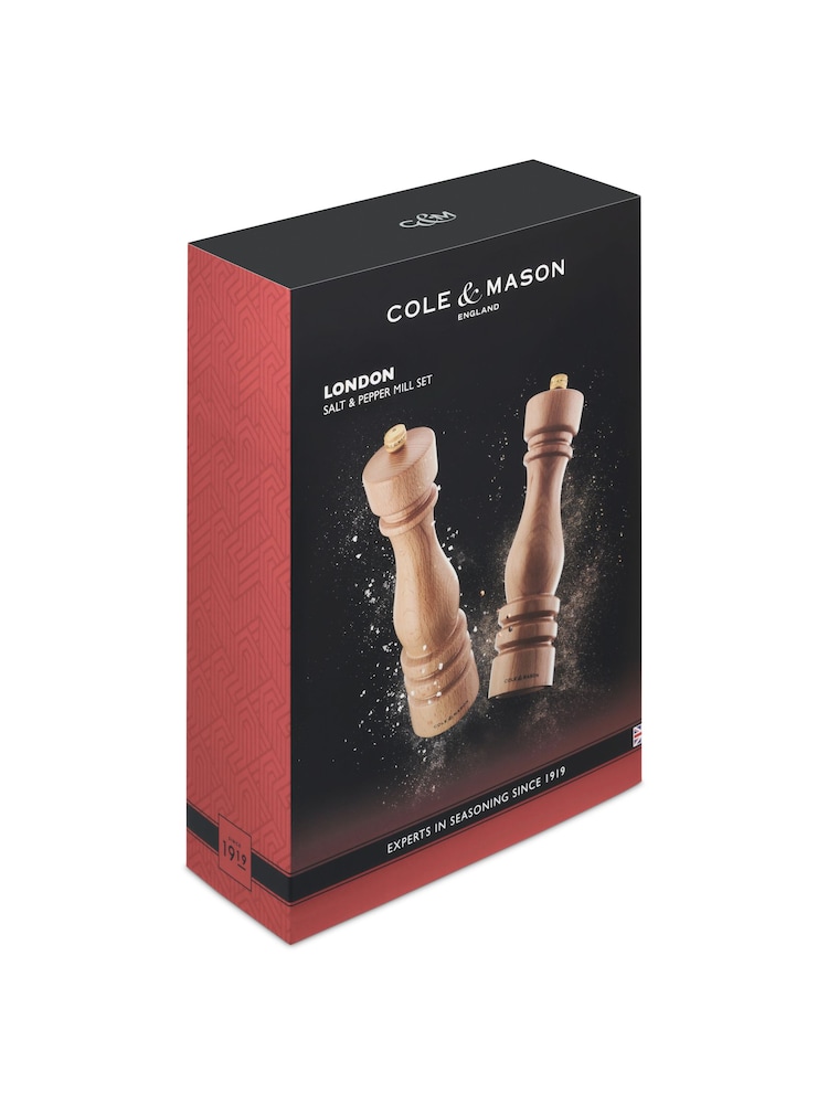 Cole & Mason Natural Beech London 220mm Salt and Pepper Mills - Image 6 of 6