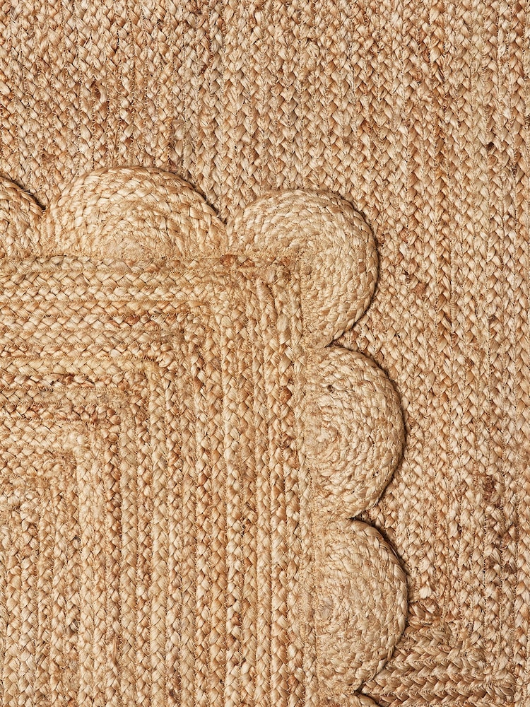 Oliver Bonas Natural Brown Scalloped Jute Rug - Image 2 of 4