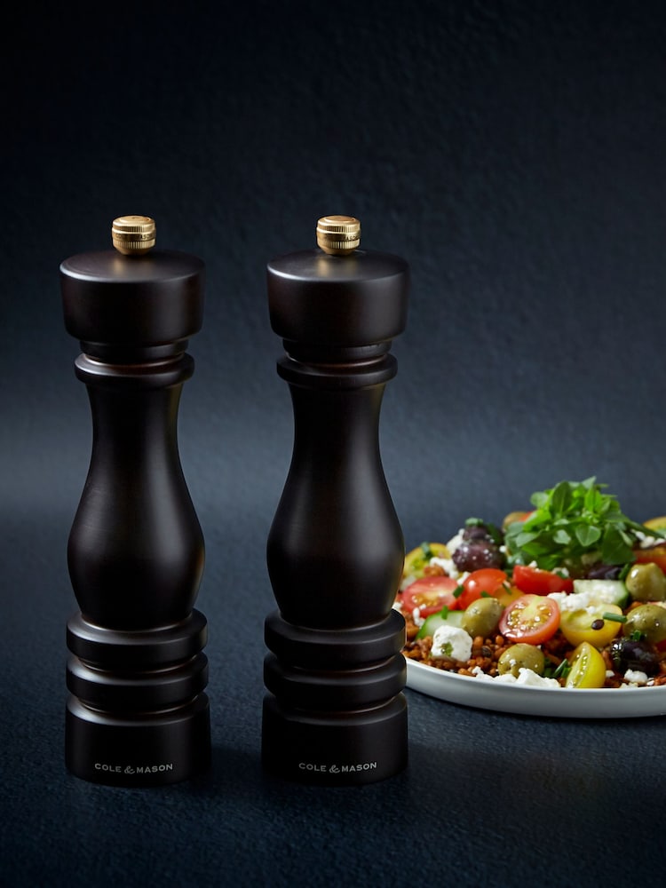 Cole & Mason Chocolate Wood London 220mm Salt and Pepper Mills - Image 1 of 5