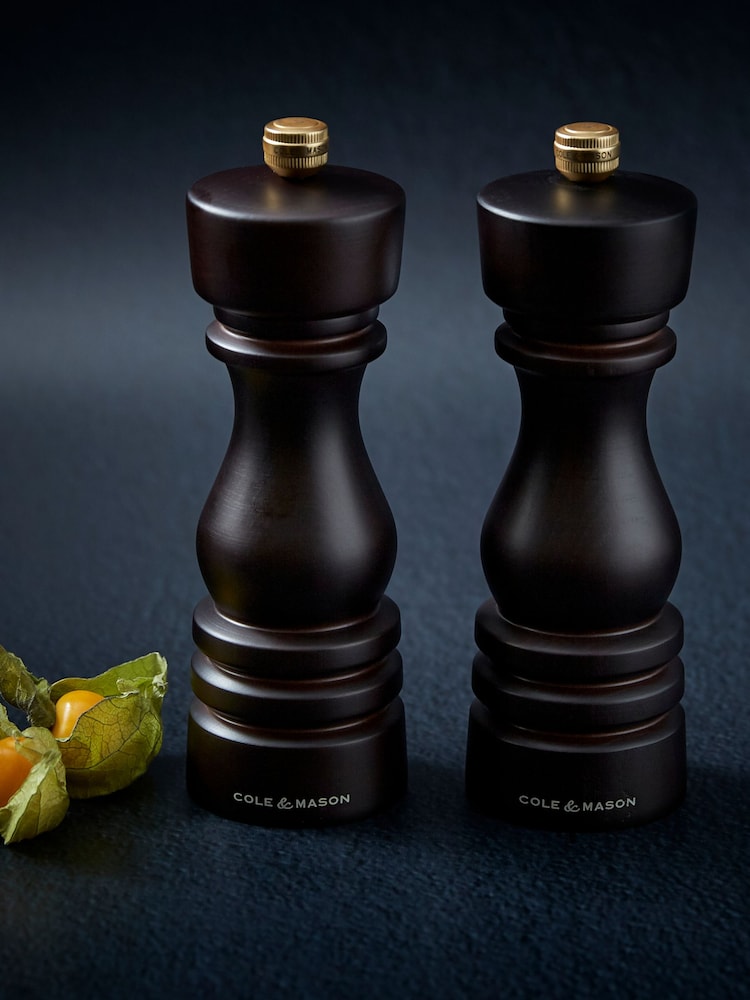 Cole & Mason Chocolate Wood London 180mm Salt and Pepper Mills - Image 1 of 6