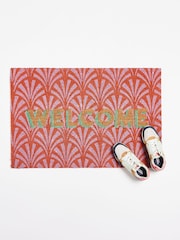Oliver Bonas Pink Welcome Fan Doormat - Image 1 of 3