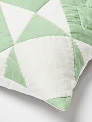 Oliver Bonas Green Kaira 100% Cotton Patchwork Cushion Cover - Image 3 of 3