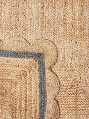 Oliver Bonas Charcoal Grey/Blue Scalloped Jute Border Rug - Image 2 of 4