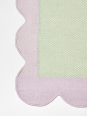 Oliver Bonas Green/Lilac Purple Cecily Handwoven Scalloped Wool and Cotton Rug - Image 4 of 4