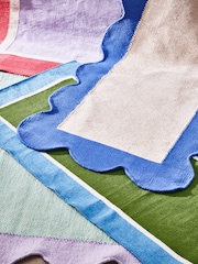 Oliver Bonas Blue Cecily Handwoven Scalloped Wool and Cotton Runner - Image 4 of 4