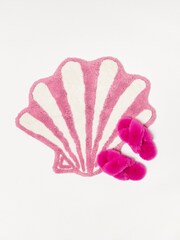 Oliver Bonas Pink/White Shell Tufted Bath Mat - Image 2 of 4