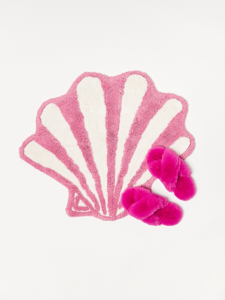 Oliver Bonas Pink/White Shell Tufted Bath Mat - Image 2 of 4