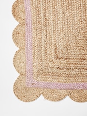 Oliver Bonas Natural/Lilac Purple Scalloped Border Rug - Image 4 of 4
