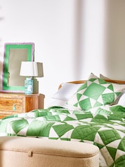Oliver Bonas Green Kaira 100% Cotton Patchwork Bedspread - Image 1 of 4