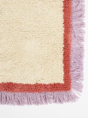 Oliver Bonas White/Purple Danton Fringed Fluffy Rug - Image 2 of 4