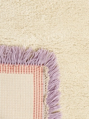 Oliver Bonas White/Purple Danton Fringed Fluffy Rug - Image 3 of 4