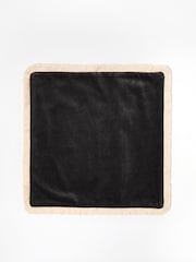 Oliver Bonas Charcoal/Black 100% Cotton Issey Velvet Fringed Cushion Cover - Image 2 of 3