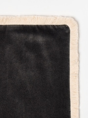 Oliver Bonas Charcoal/Black 100% Cotton Issey Velvet Fringed Cushion Cover - Image 3 of 3