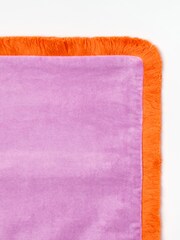 Oliver Bonas Purple 100% Cotton Issey Velvet Fringed Cushion Cover - Image 4 of 4