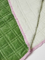 Oliver Bonas Green Issey Quilted 100% Cotton Bedspread - Image 3 of 4