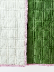 Oliver Bonas Green Issey Quilted 100% Cotton Bedspread - Image 4 of 4