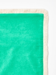 Oliver Bonas Jade Green 100% Cotton Issey Velvet Fringed Cushion Cover - Image 4 of 4