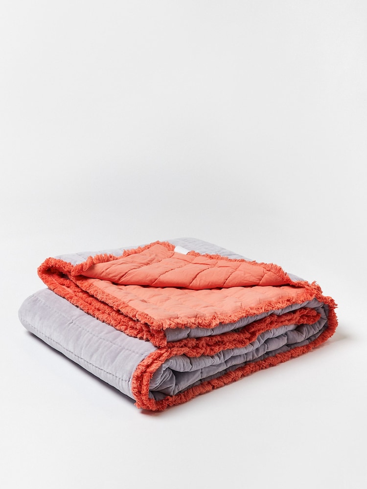 Oliver Bonas Purple/Orange Issey Quilted 100% Cotton Bedspread - Image 2 of 4