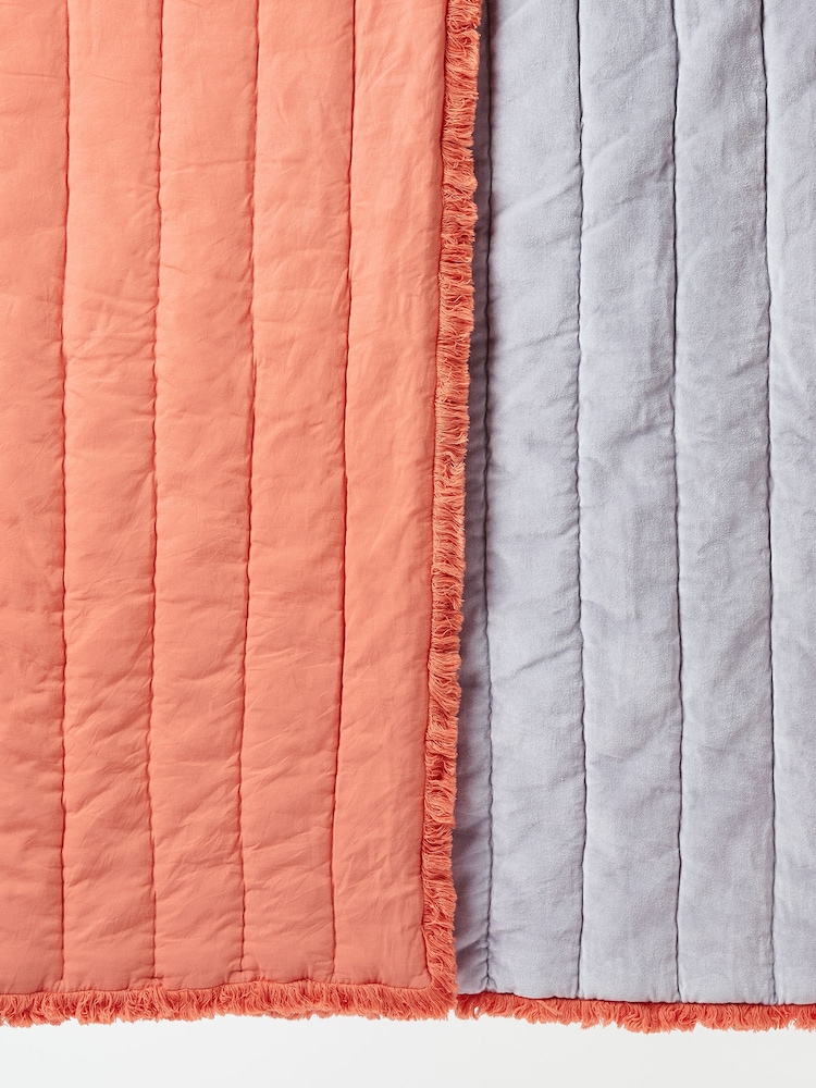 Oliver Bonas Purple/Orange Issey Quilted 100% Cotton Bedspread - Image 4 of 4