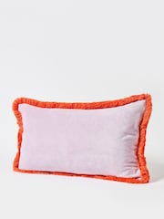Oliver Bonas Lilac Purple 100% Cotton Issey Velvet Fringed Rectangular Cushion Cover - Image 1 of 3