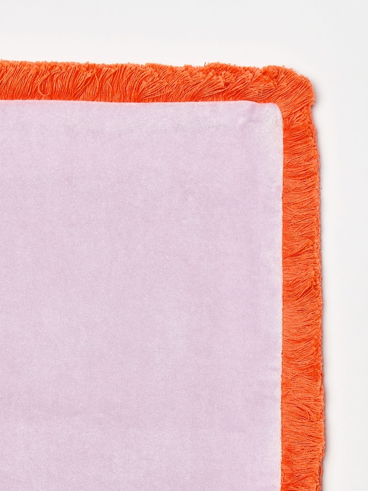 Oliver Bonas Lilac Purple 100% Cotton Issey Velvet Fringed Rectangular Cushion Cover - Image 3 of 3