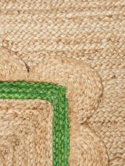 Oliver Bonas Green Scalloped Jute Border Runner Rug - Image 2 of 4