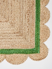 Oliver Bonas Green Scalloped Jute Border Runner Rug - Image 3 of 4