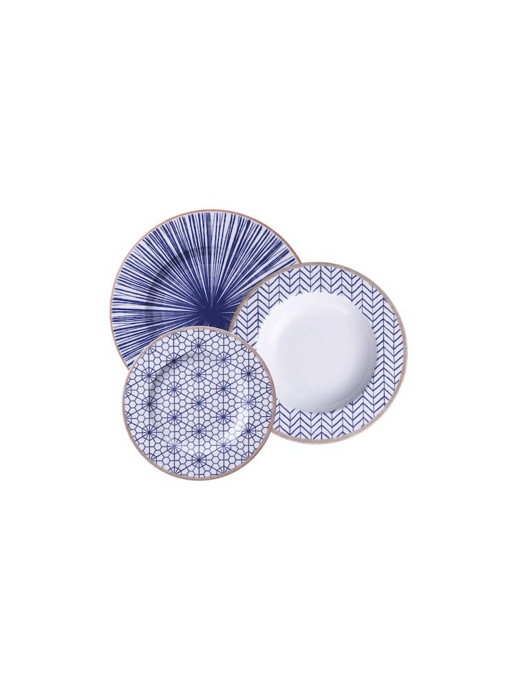 Tramontina White and Blue Abstratta 12 Piece Dinner Set - Image 2 of 5