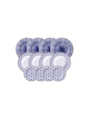 Tramontina White and Blue Abstratta 12 Piece Dinner Set - Image 3 of 5