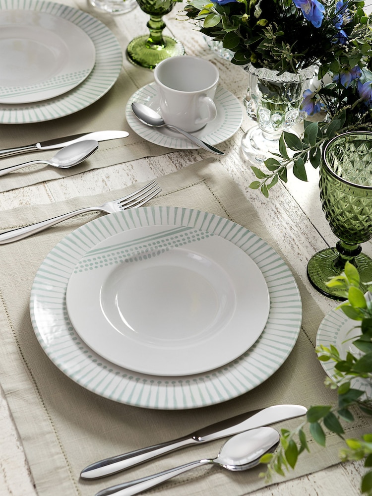Tramontina White and Green Monocroma 12 Piece Dinner Set - Image 1 of 5