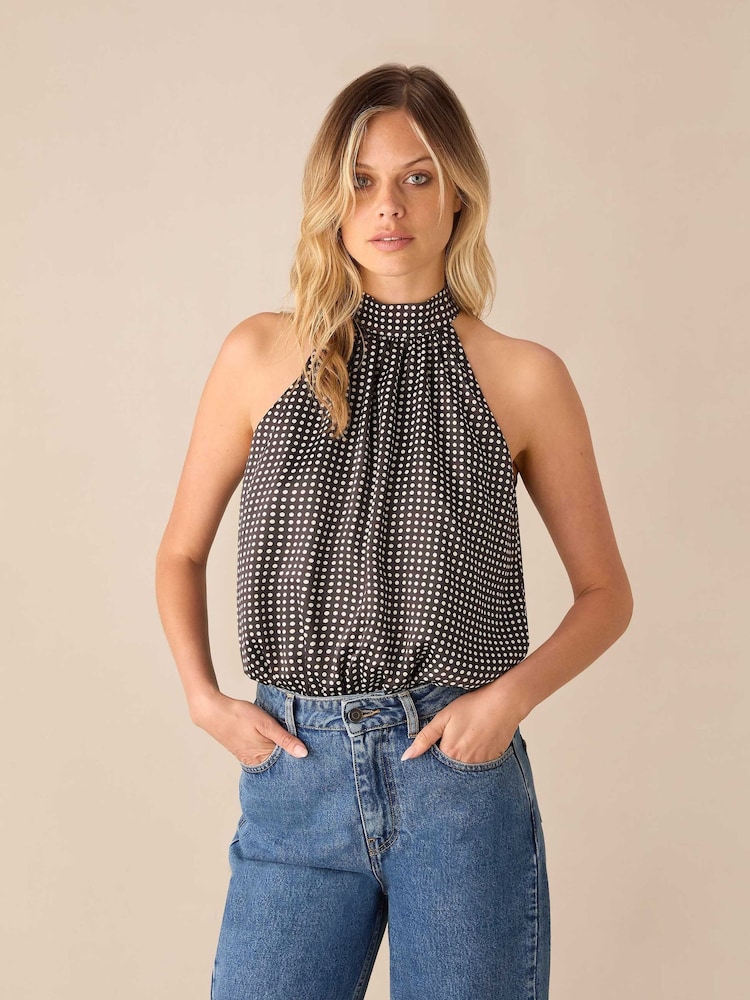 Ro&Zo Mono Polka Dot Print Satin Bodies - Bild 1 von 4