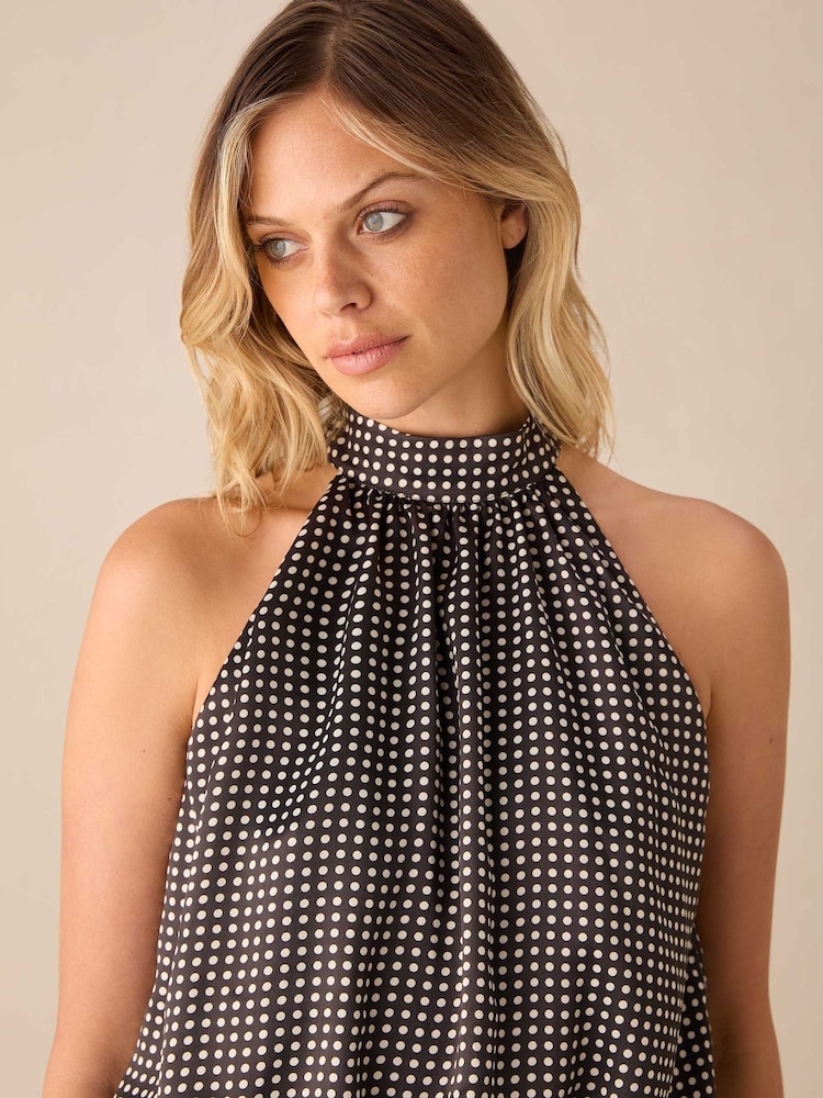 Ro&Zo Mono Polka Dot Print Satin Bodies - Bild 2 von 4
