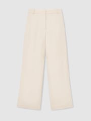 Reiss Cream Juniper Petite Jacquard-Stripe Wide-Leg Trousers - Image 2 of 8